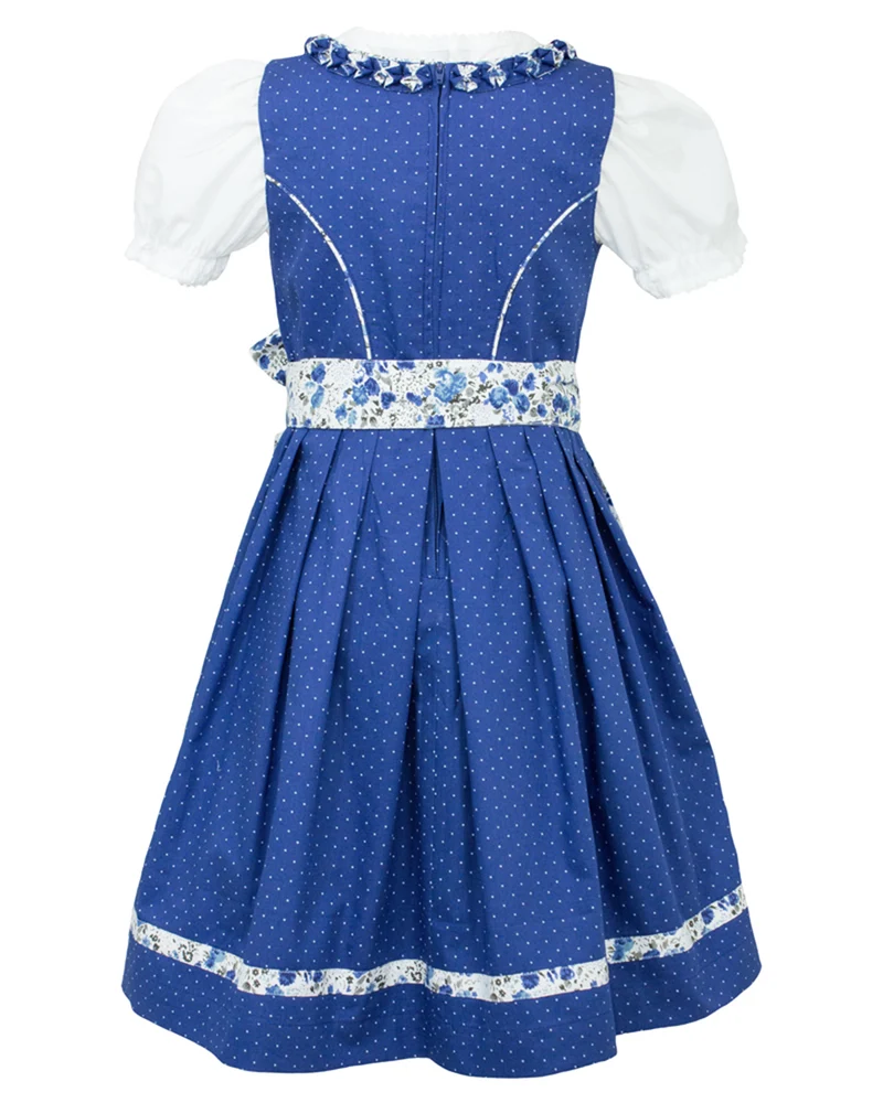 MADDOX Kinder Dirndl "Zillertal" 3-tlg. | Blümchenmuster Blau Weiß