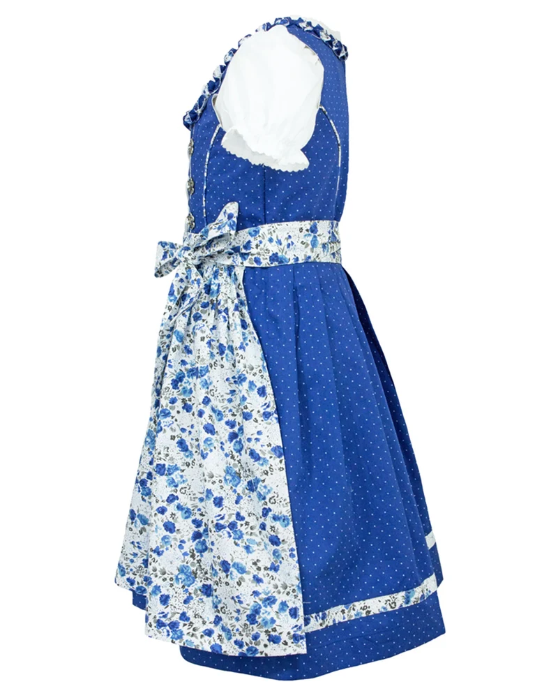 MADDOX Kinder Dirndl "Zillertal" 3-tlg. | Blümchenmuster Blau Weiß