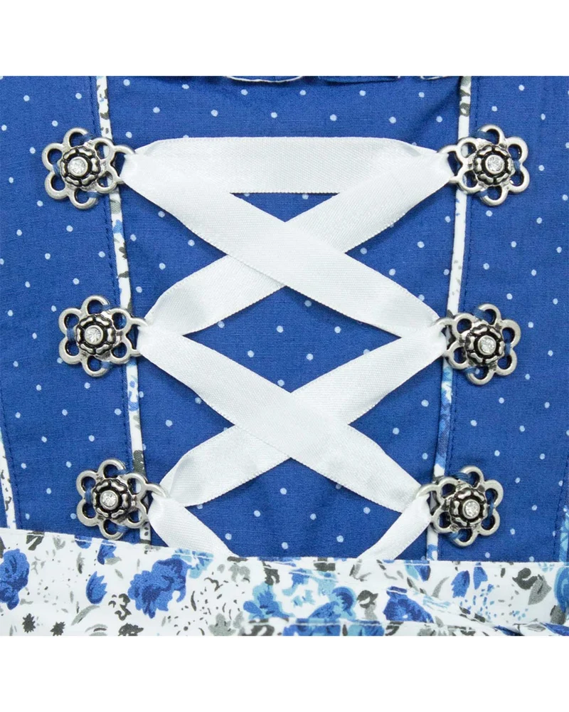 MADDOX Kinder Dirndl "Zillertal" 3-tlg. | Blümchenmuster Blau Weiß