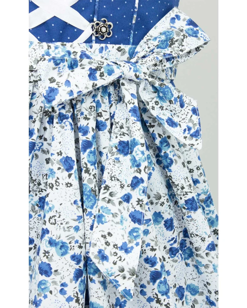 MADDOX Kinder Dirndl "Zillertal" 3-tlg. | Blümchenmuster Blau Weiß