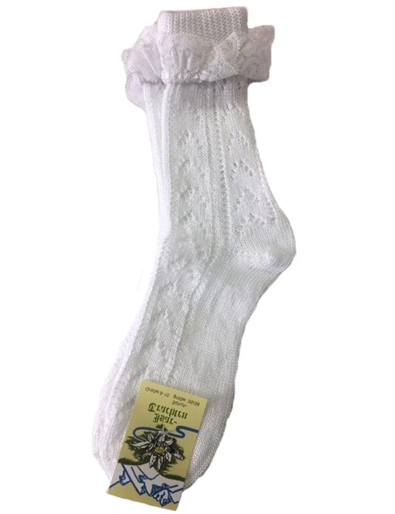 Kinder Trachten Rüschen Socken Häkellook Ajour 11042 | Weiß