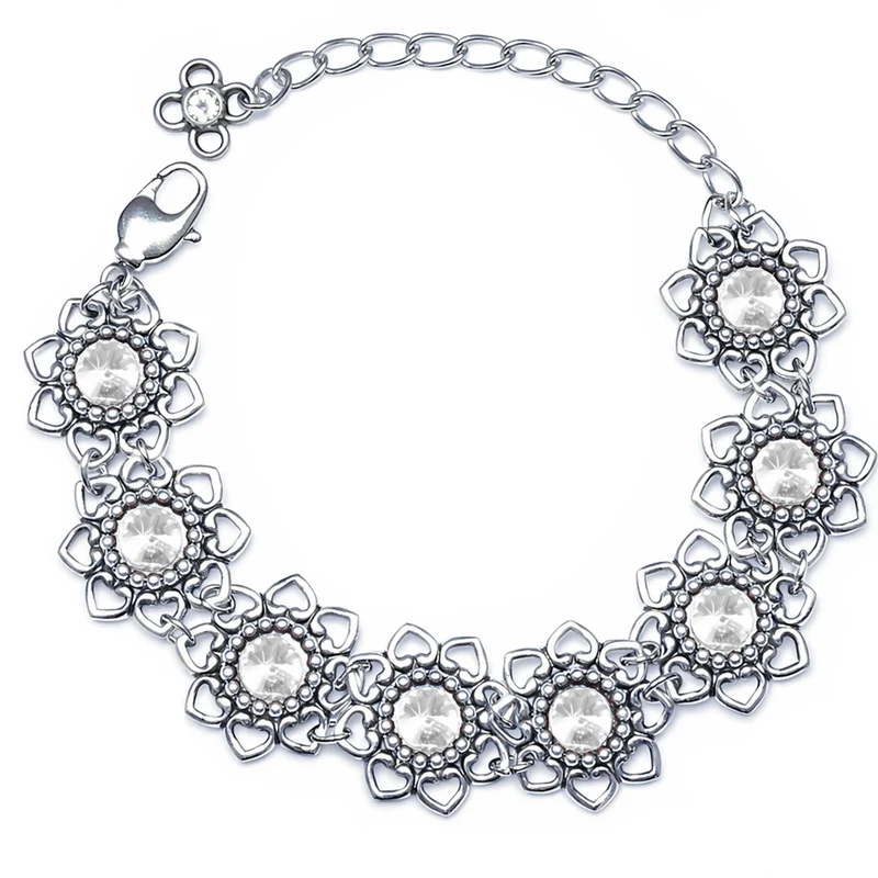 LUISIA® Armband "Leandra" mit Herzblüten und Premium Kristallen | Crystal / Kristall