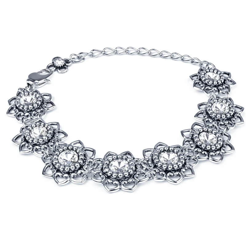 LUISIA® Armband "Leandra" mit Herzblüten und Premium Kristallen | Crystal / Kristall