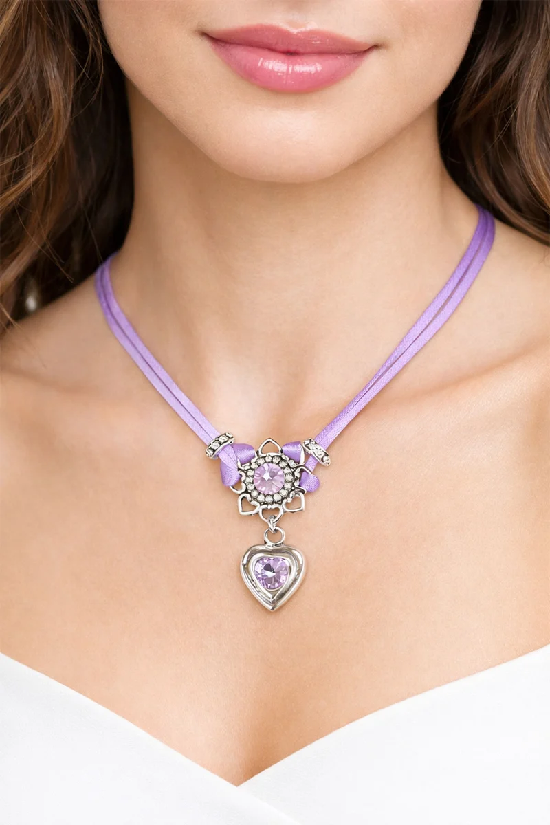 LUISIA® Halskette "Chiara" Herzblüte - Kristalle von Swarovski® | Flieder