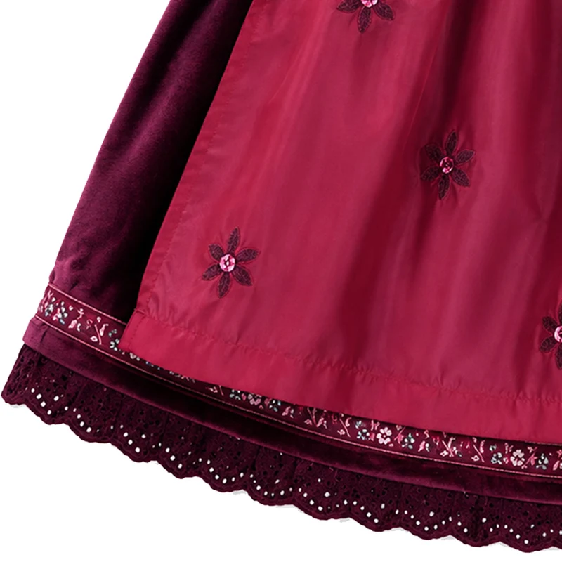 BONDI Mädchen Samtrock mit Schürze 26103 | Blueberry