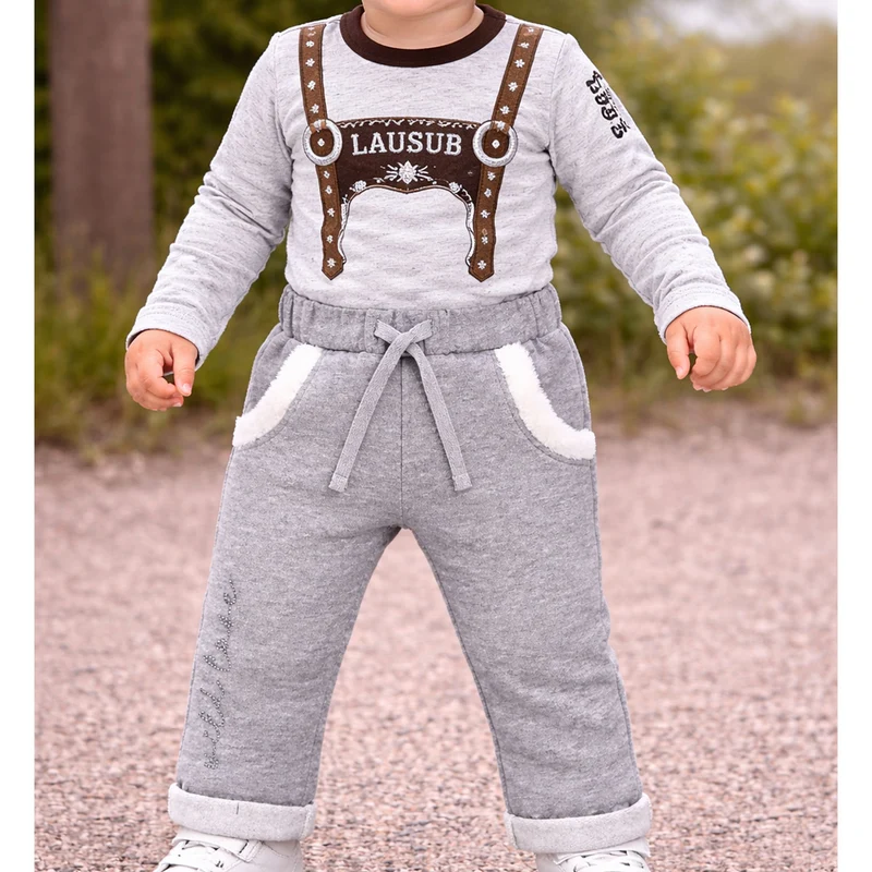 BONDI Baby Jungen Jogginghose "Wild Love" 86635 | Grey-Melange