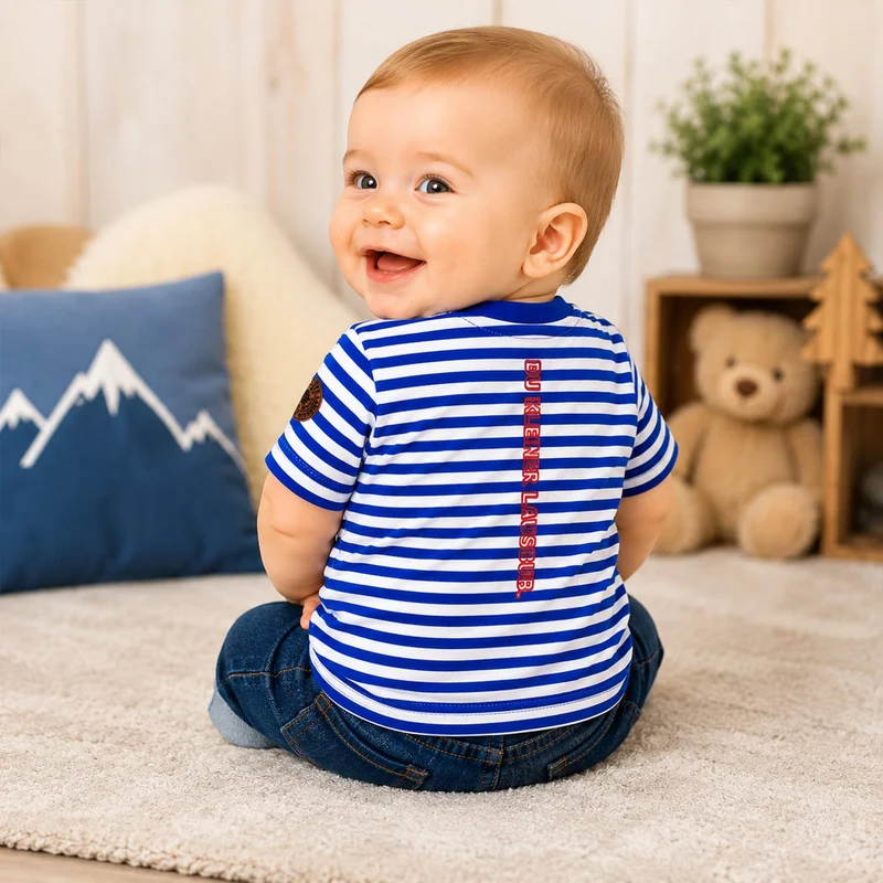 BONDI Jungen T-Shirt "Waldi" 91719 | Blau Weiß Gestreift