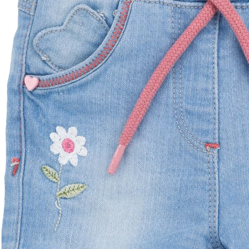 BONDI Baby Mädchen Jeans Bermuda "Flower" 86886 | Blue denim