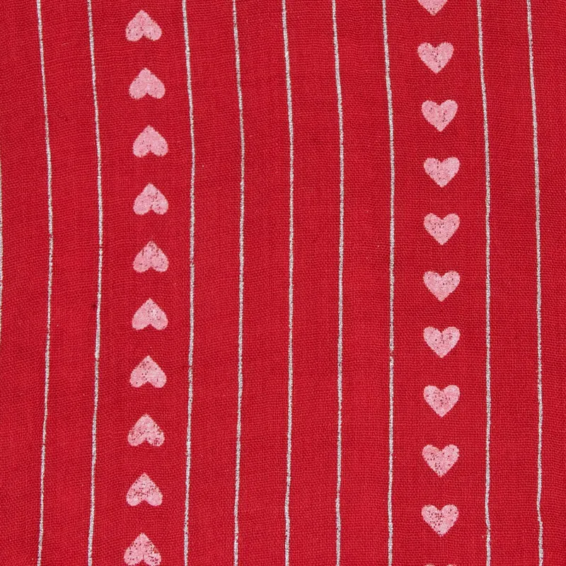Halstuch Schal Unifarben mit Herzen und Glitzer Streifen 185 x 70 cm | Rot