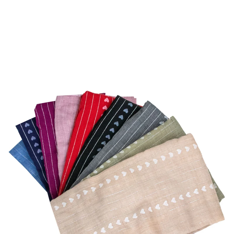 Halstuch Schal Unifarben mit Herzen und Glitzer Streifen 185 x 70 cm | Rot