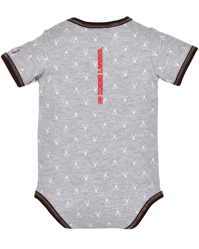 BONDI Baby Kurzarm Body "Lausbub" 91528 | Grey Melange