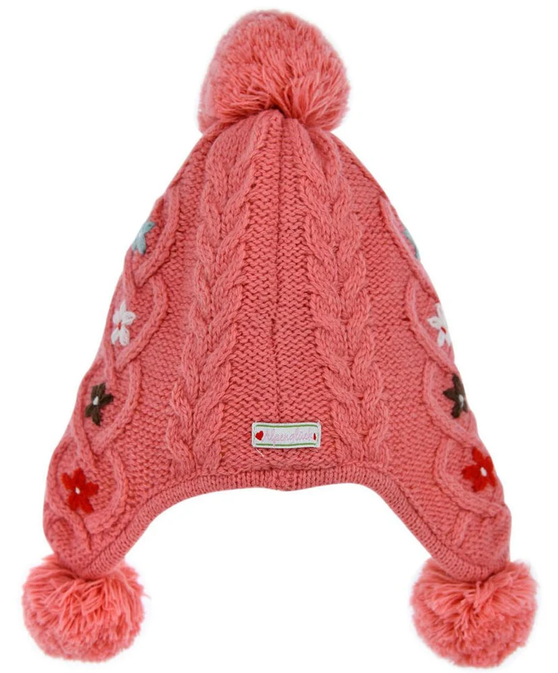BONDI Mädchen Baby Strickmütze "Alpenglück" mit Blümchen Stickerei 86365 - Melba