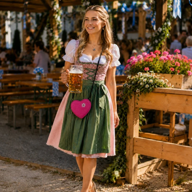 Herz Trachten Handtasche mit Hirsch | Braun