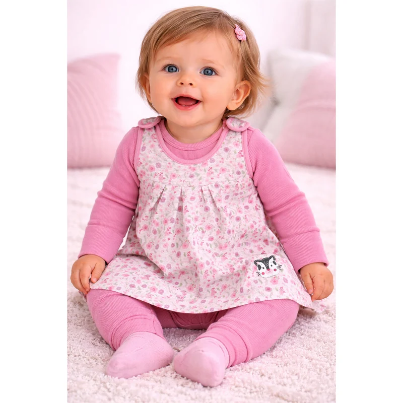 BONDI Baby Strampler Kleid Kombi "Blumenallover" 94024 | Candy