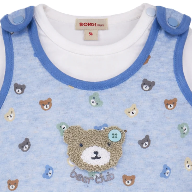 BONDI Baby Strampler Strampelanzug "Bear Club" 94033 | Blue Melange