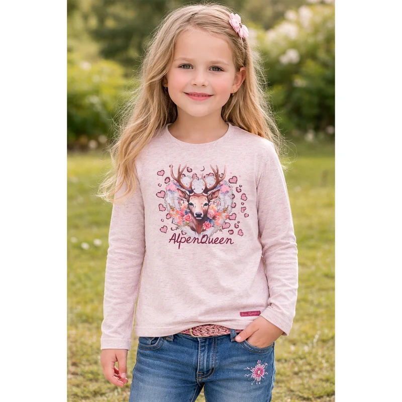 BONDI Mädchen Langarmshirt "Alpen Queen" 26101 | Purple Melange