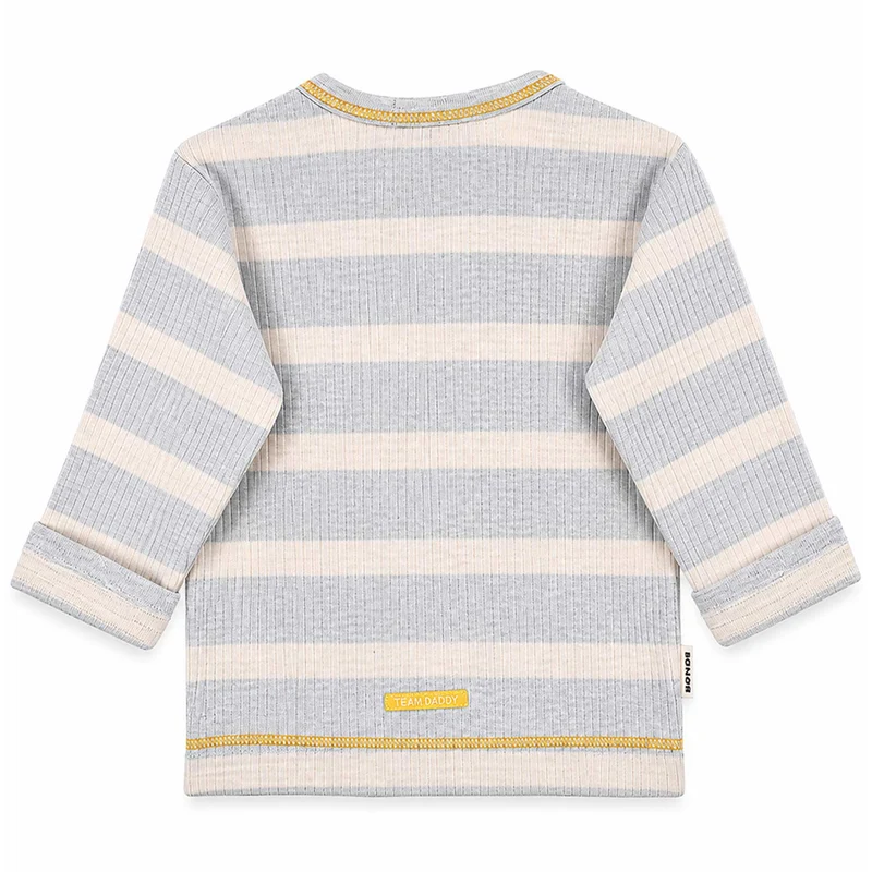 BONDI Baby Jungen Langarmshirt "Team Daddy" 94051 | Stripe Grey/Beige