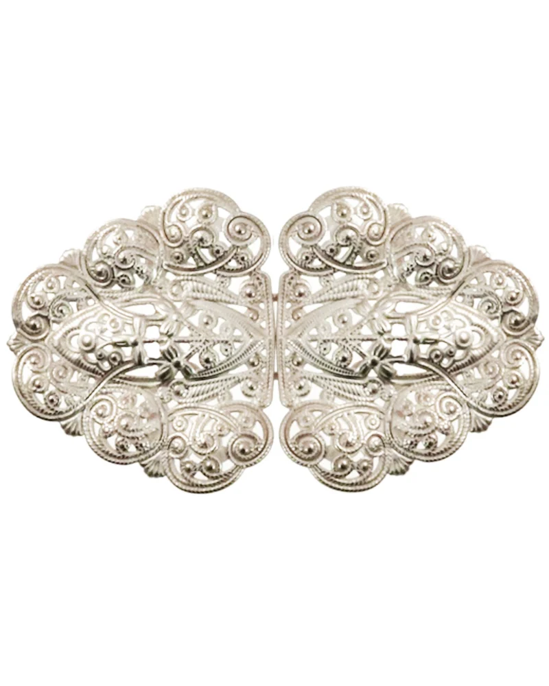 Dirndlschürzenschließe "Rina" mit Ornamentmuster 51487 - Stegbreite 4 cm | Weißgold