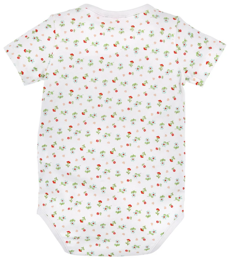 BONDI Baby Body "Blumenallover" 86439 | Mädchen Unterziehbody Weicher Jersey | Weiß