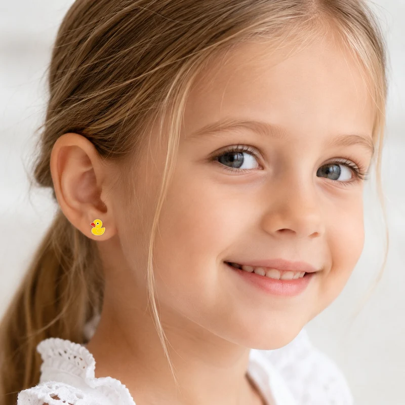 LUISIA® Ohrstecker Kinder "Gelbe Ente" | 925 Silber - Ohrringe