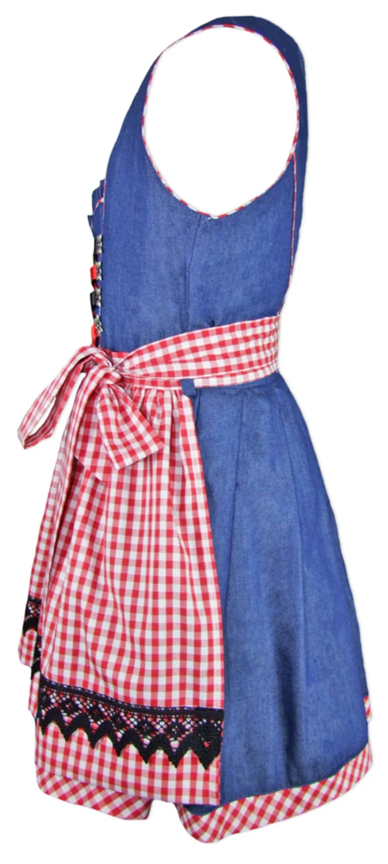 Isar-Trachten Jugend Dirndl "Laura" Jeanslook 44937 | Blau Rot