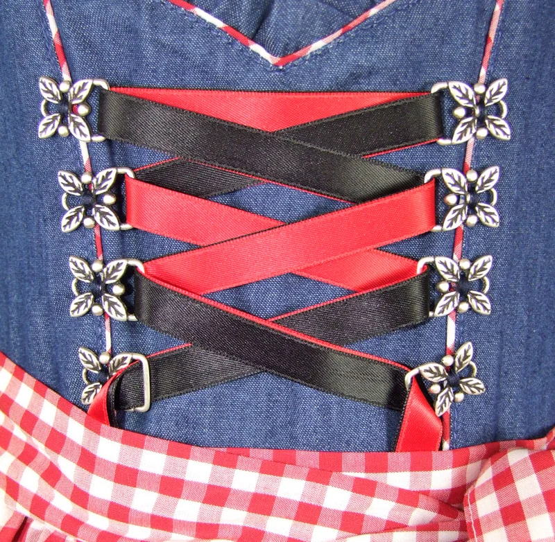 Isar-Trachten Jugend Dirndl "Laura" Jeanslook 44937 | Blau Rot