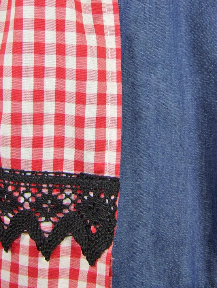 Isar-Trachten Jugend Dirndl "Laura" Jeanslook 44937 | Blau Rot