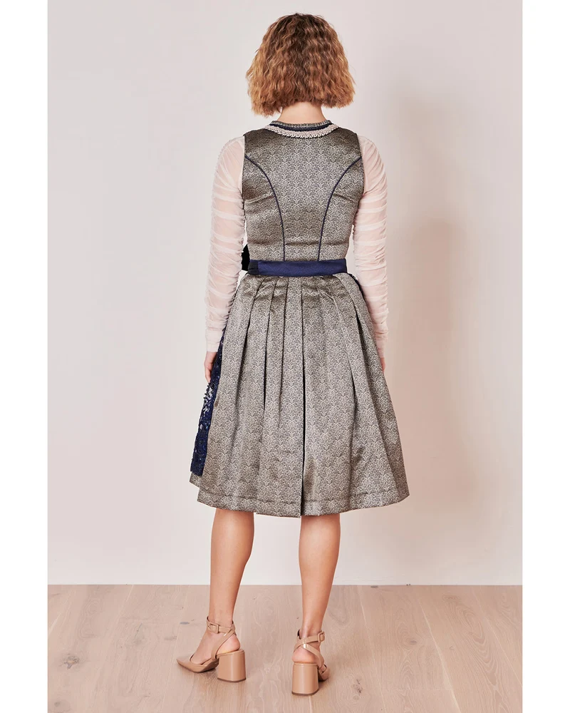 Krüger MADL Dirndl "Isi" mit Spitzenschürze 415367 | Blau 60cm
