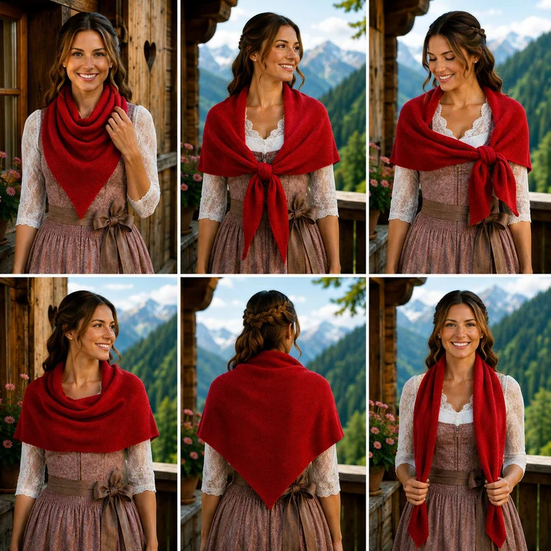 XL Strick Dreieckstuch - Schal 200 x 80 cm | Rot