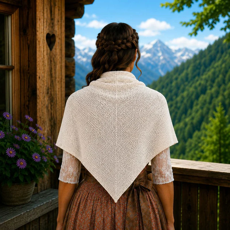 XL Strick Dreieckstuch - Schal 200 x 80 cm | Wollweiß