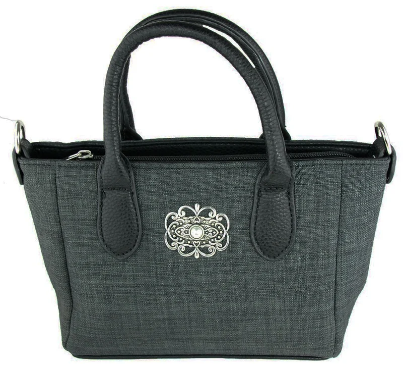 Handtasche "Katrina" mit Metallapplikation | Dunkelgrau