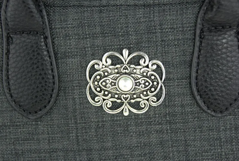 Handtasche "Katrina" mit Metallapplikation | Dunkelgrau