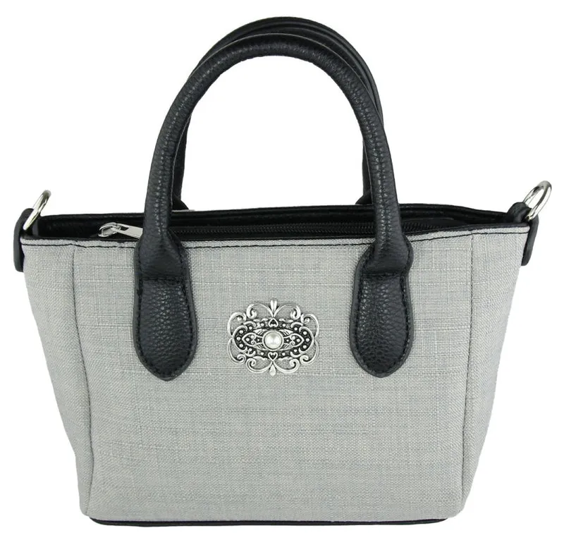 Handtasche "Katrina" mit Metallapplikation | Hellgrau