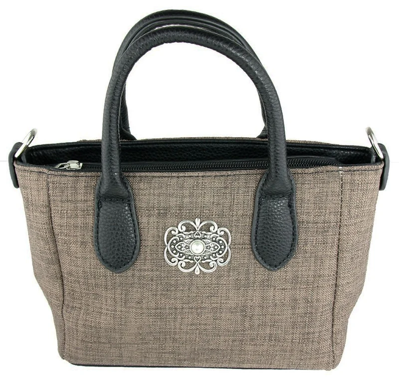 Handtasche "Katrina" mit Metallapplikation | Dunkelbraun