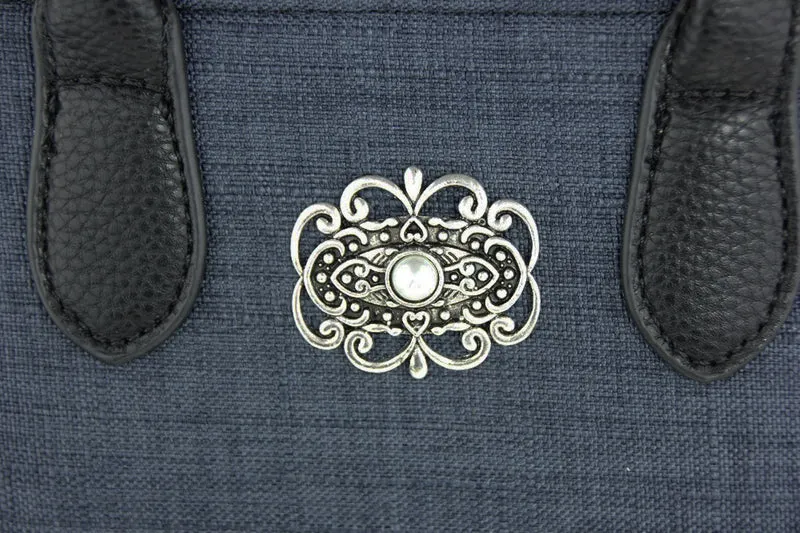 Handtasche "Katrina" mit Metallapplikation | Dunkelblau