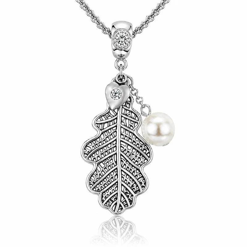 LUISIA® Doppelhalskette "Eichblatt" mit Kristallen von Swarovski® | Silber