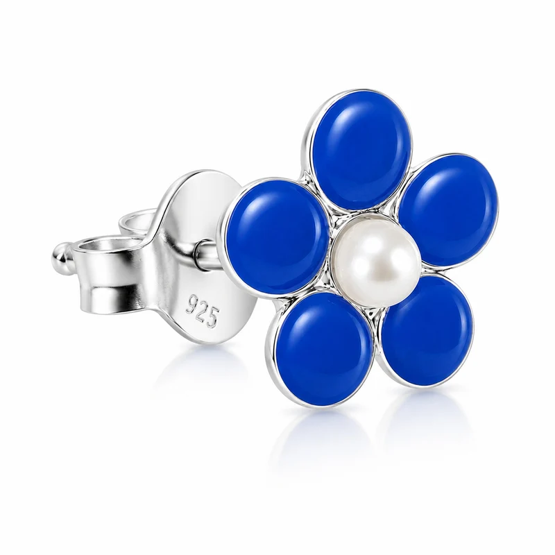 LUISIA® Ohrstecker "Blume" - 925 Sterling Silber | Blau