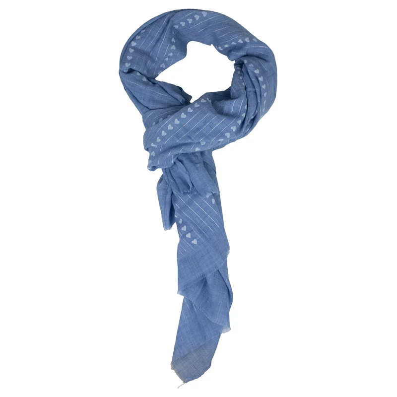 Halstuch Schal Unifarben mit Herzen und Glitzer Streifen 185 x 70 cm | Hellblau