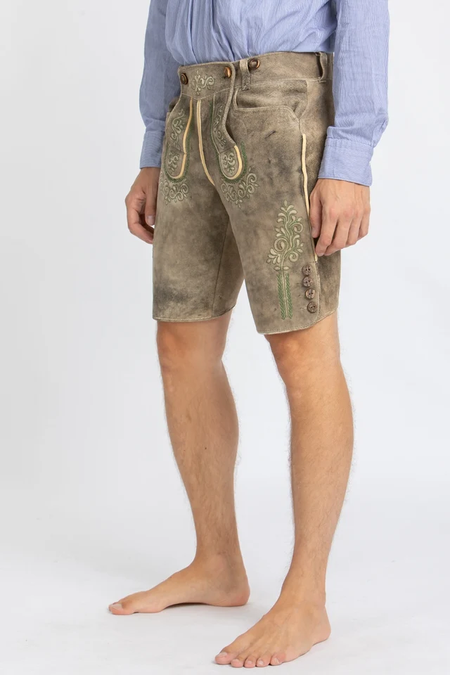 Kurze Meindl Hirschlederhose Weitenfels old grey