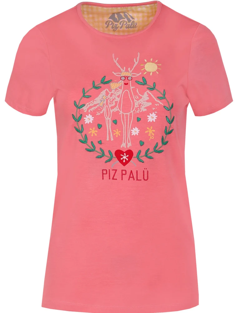Piz Palü Damen Shirt "Albaching" mit Hirsch Motiv | Alpenrose