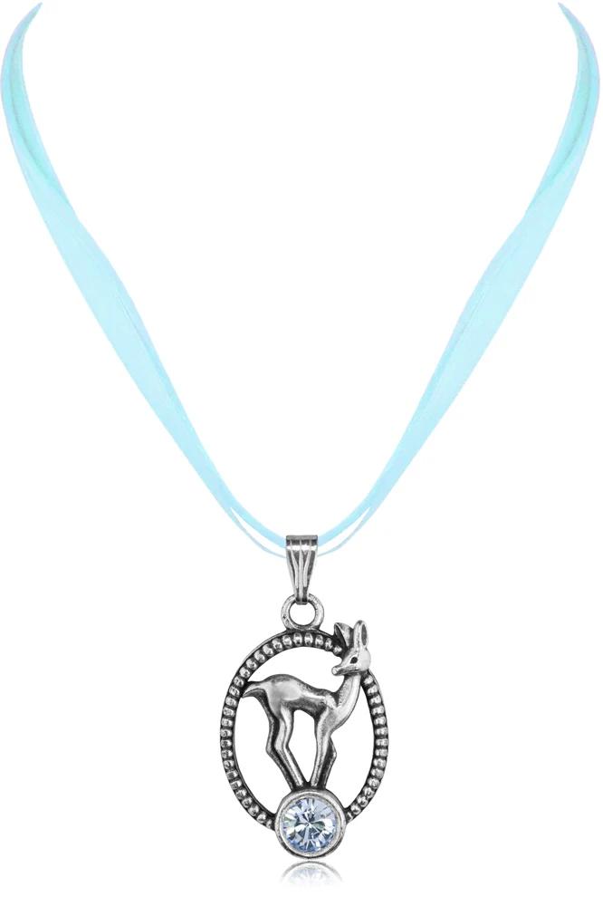 LUISIA® Halskette Valentina Reh mit Premium Kristallen - Hellblau