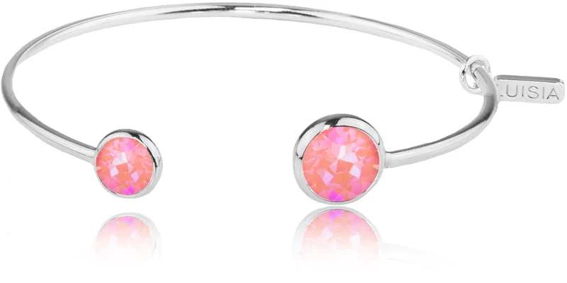 LUISIA® Einreihiger Armreif "Fjella" mit zwei Premium Kristallen - Silber / Lotus Pink Delite