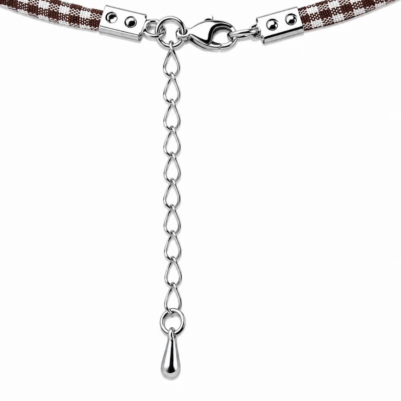 LUISIA® Kinder Halskette "Kariert mit Herz" mit Kristallen von Swarovski® | Braun