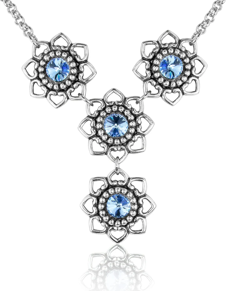 LUISIA Halskette Leandra mit Herzblüten - Hellblau