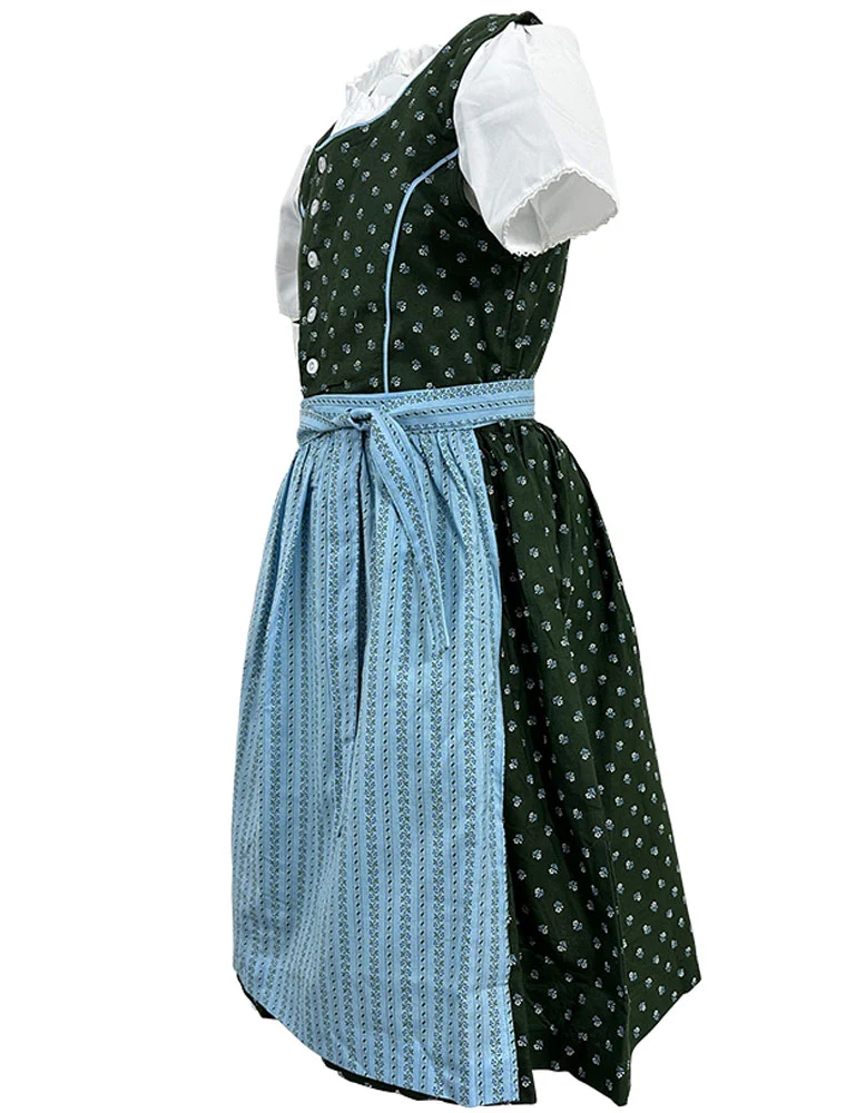 Isar-Trachten Kinder Dirndl "Lotte" 3-tlg. mit Bluse 52418 | Grün Blau