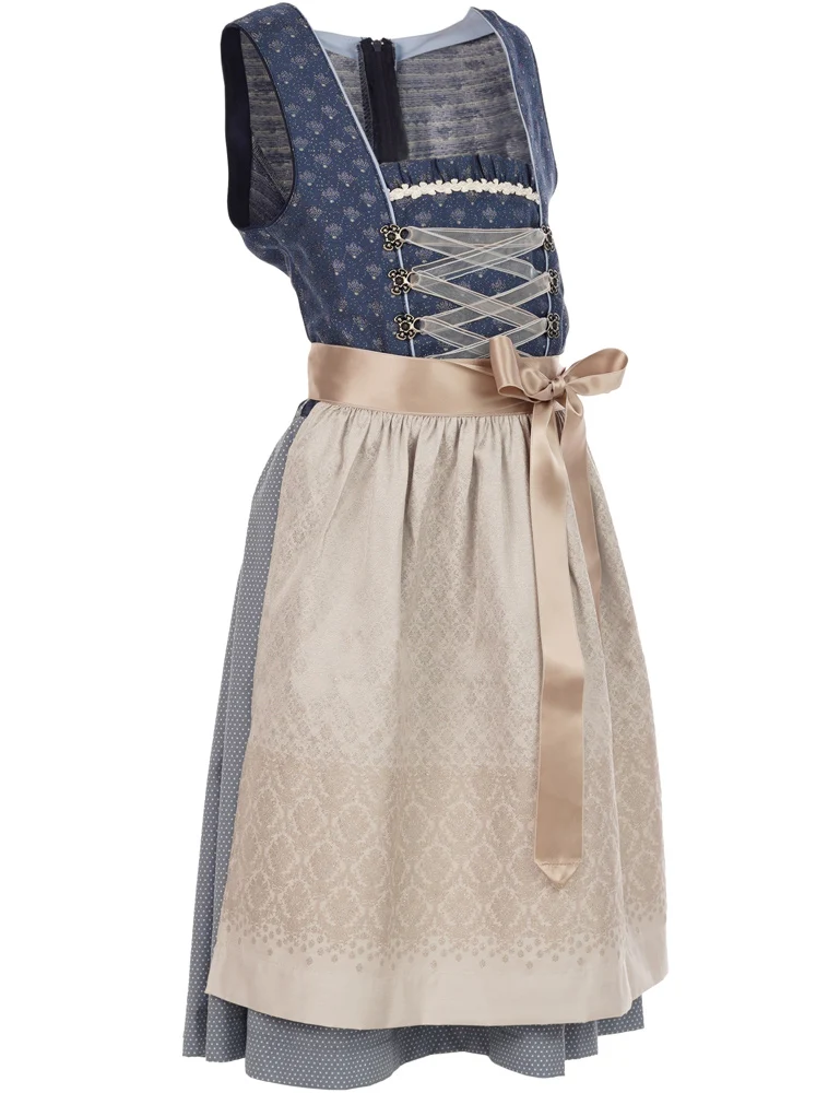 Isar-Trachten Jugend Dirndl "Marina" 44782 | Festlich Kinderkleid - Blau Silbergrau