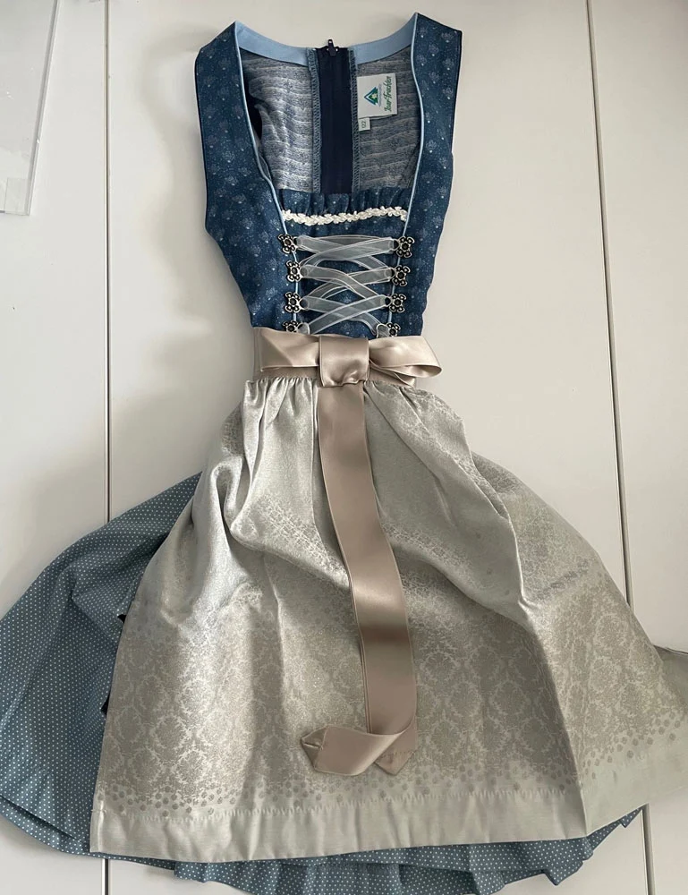 Isar-Trachten Jugend Dirndl "Marina" 44782 | Festlich Kinderkleid - Blau Silbergrau