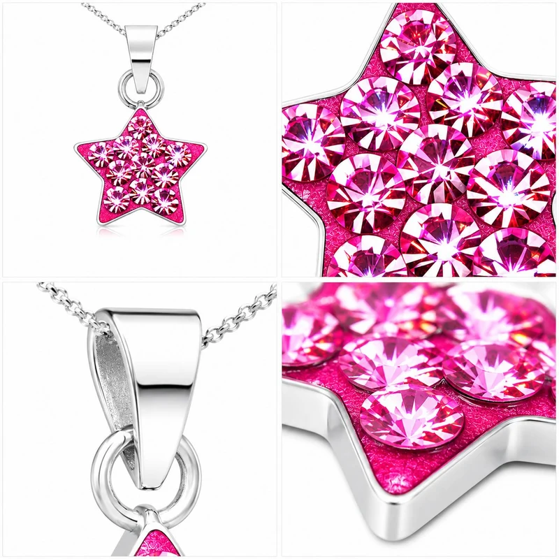 LUISIA® Kettenanhänger "Stern" mit Kristallen von Swarovski® | Pink