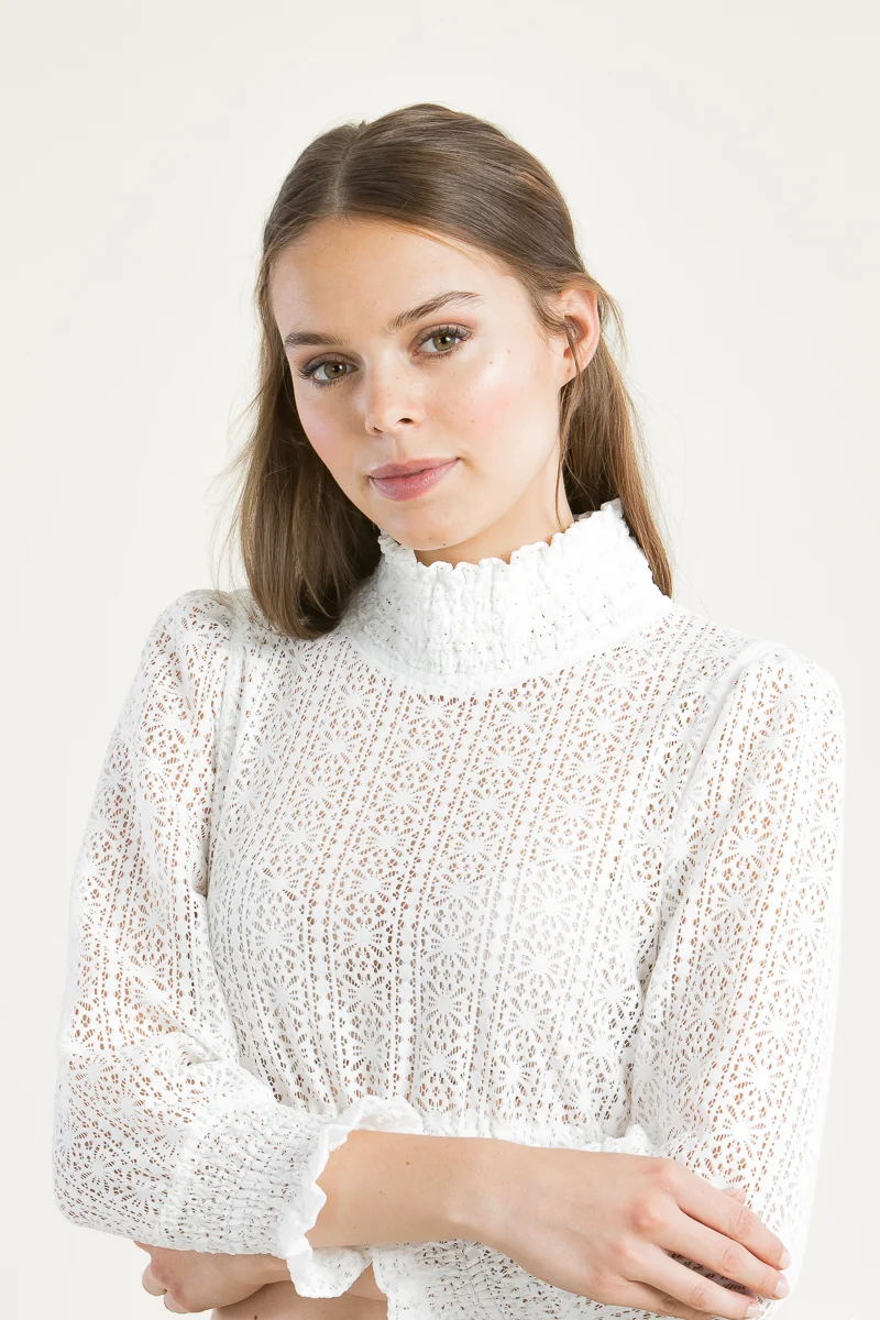 Berwin & Wolff Dirndlbluse Spitze Langarm ecru
