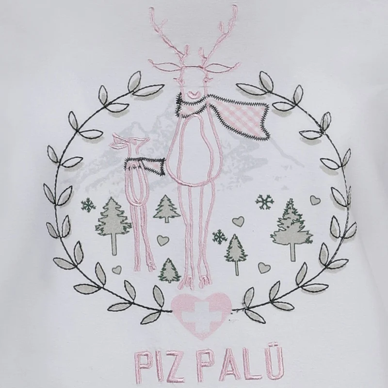 Piz Palü Damen Langarmshirt "Gerach" mit Hirsch Stickerei | 010025 - Weiß